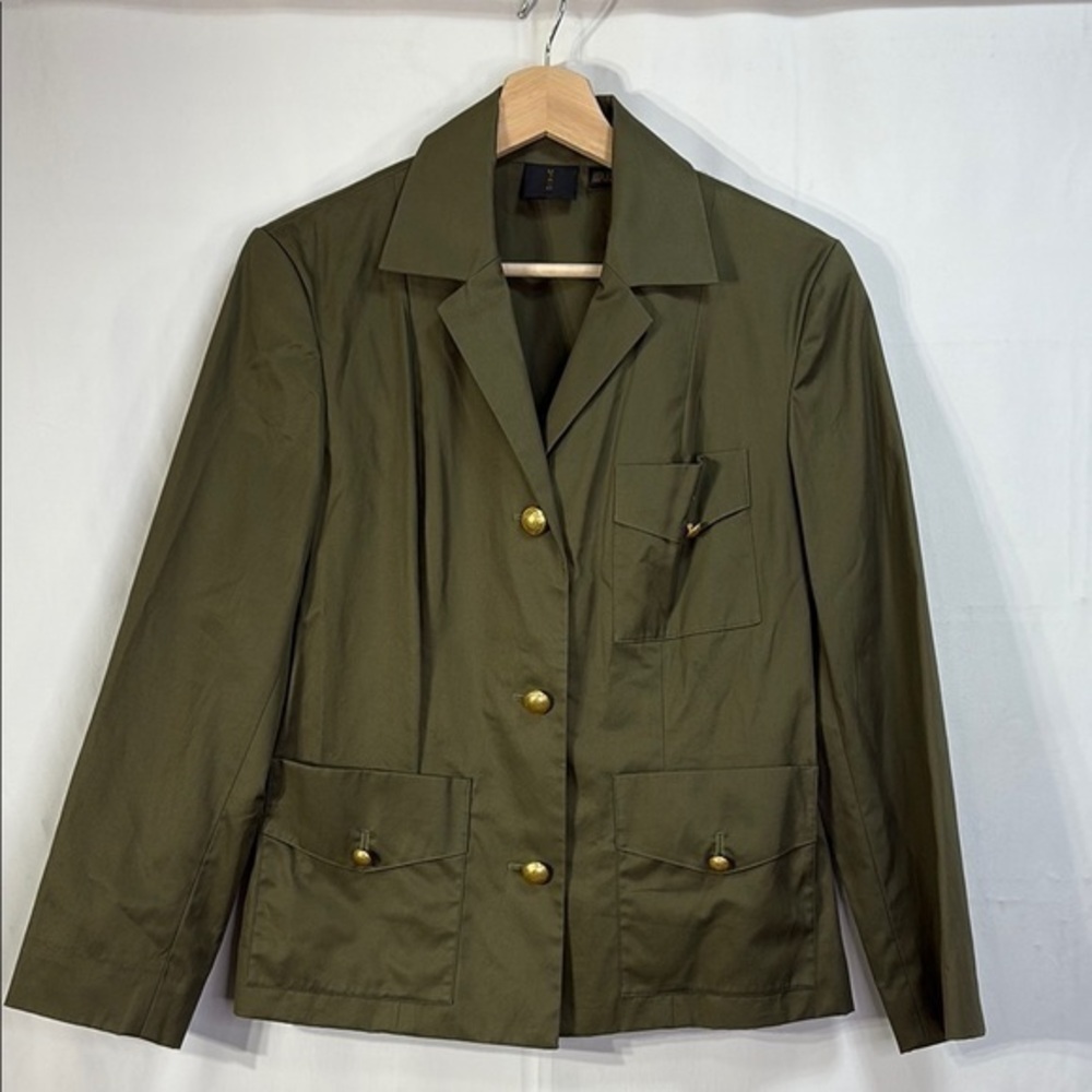 🛹Magaschoni olive and gold Structured cotton Blazer